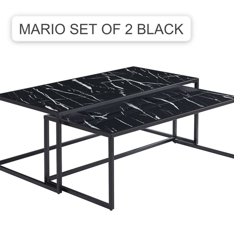 Mario  Set of 2 Piece Coffee Table Set In White , Black And Grey