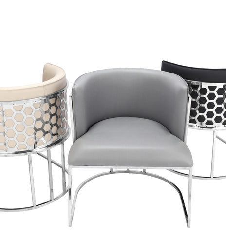 1Pc Palm Tub Chair Pu Leather Armchair Dining Living Room Office Reception With Choice of Silver or Gold Frame