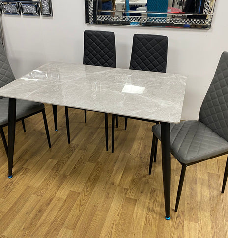 7 Star Cornwall Sintered Ceramic Stone High Gloss Dining Table Available in Grey , White And Black {Table Only}