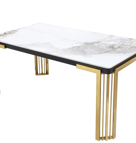 7 Star Furniture Daisy Sintered Ceramaic Stone Black, Grey or White Coffee Table with Optional Gold Or Silver Frame
