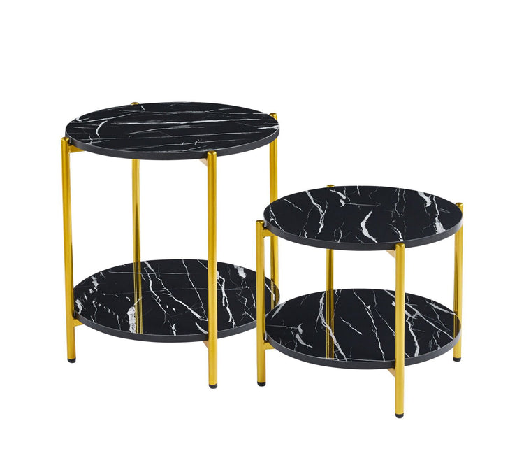 7 Star Furniture Vina Black, Grey Coffee Table & Side Table with Optional Gold Or Black Frame