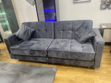 7star Zeyton Sofa bed in Black, Grey in Velvet Clic clac 3 Seater Sofabed with Storage & Free 2 Cushions