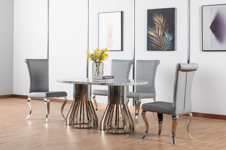 MESA DE COMEDOR 7STAR LORCAN MÁRMOL ALTO BRILLO PATAS CROMADAS DISTINTAS SILLAS DE COMEDOR DISPONIBLES