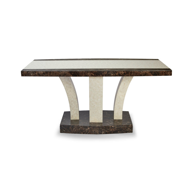 Mesa de comedor de MDF efecto mármol con 6 sillas en blanco y negro, negro completo, marrón