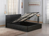7STAR OTTOMAN Black Faux Leather Double 4ft6, Small Double 4ft and single 3ft with Storage Bed Budget Unbeatable Price