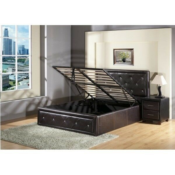 Cama de almacenamiento otomana Alice de 7 estrellas Cama en U con elevador de gas