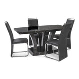 Marble Effect MDF Dining Table with 6 chairs in Black-white, Full black, Brown