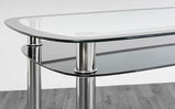 7Star Glass Dining Table with Shelf and 4 Faux Leather with Chrome Frame, Affordable Budget Dining Sets