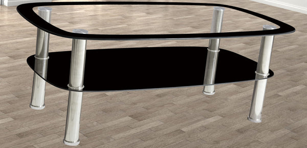 Oval glass and chrome on sale coffee table