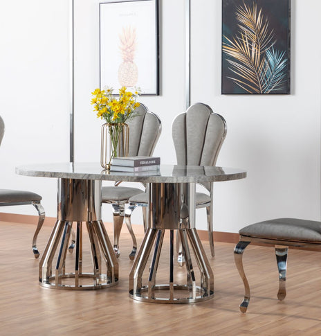 MESA DE COMEDOR 7STAR LORCAN MÁRMOL ALTO BRILLO PATAS CROMADAS DISTINTAS SILLAS DE COMEDOR DISPONIBLES