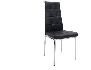 4 sillas de comedor de piel sintética Laura acolchadas con espuma y estructura cromada/detalle de puntadas.