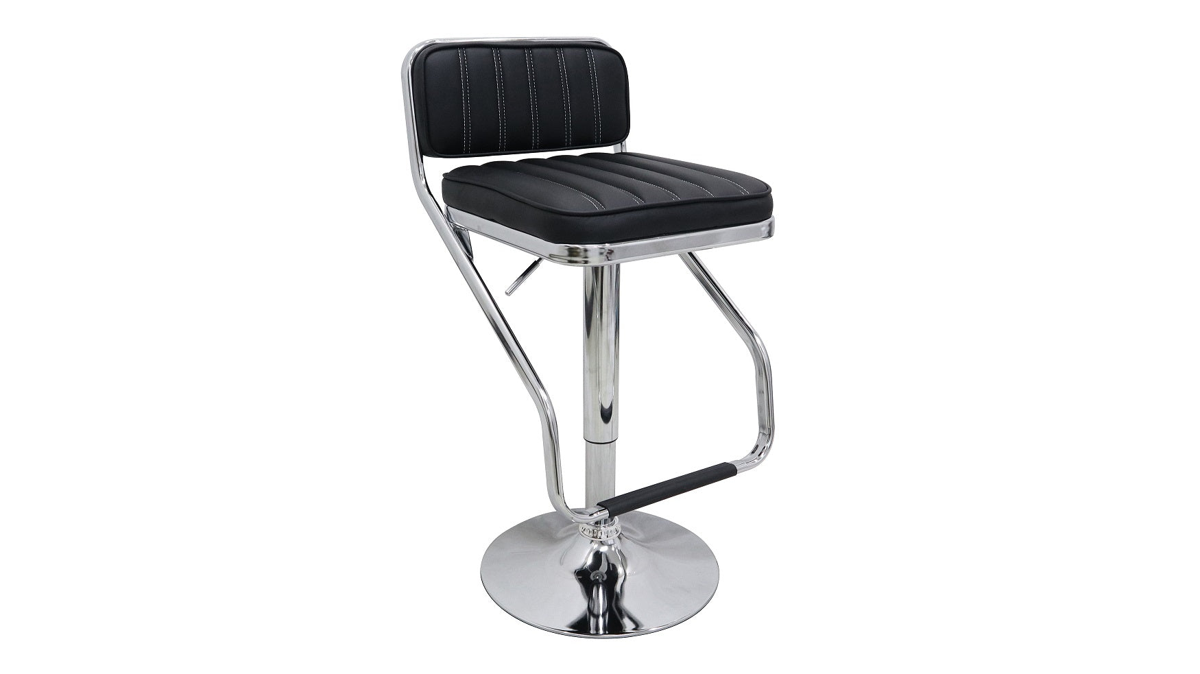 Set of 2 Magic Bar Stool Chrome Base Steel Tube with Gas Lift Adjustable Height