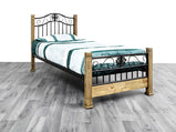 Maple Metal Frame Bed with Solid Wooden Legs and Mesh Base