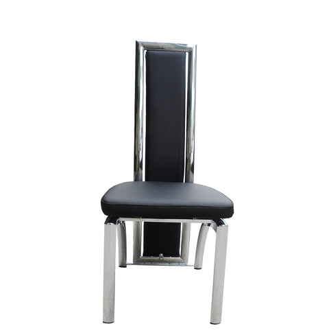 7Star Polo 2pc High Back Panel Dining Chairs in Faux leather with chrome stainless steel legs and back