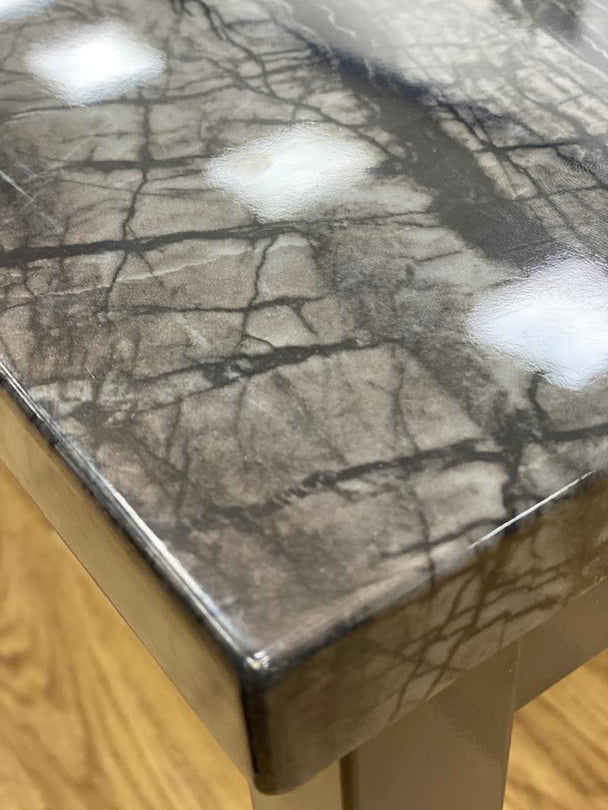 7 Star furniture mdf Marble Effect high gloss Dining Table with optional 4 or 6 Chairs Available in grey , charcoal Black , brown and wenge