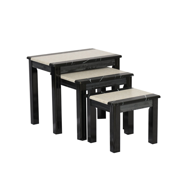 Marble Effect Gloss Finish Nest of tables set of 3 in Black/Brown/Grey/Beige/Cream