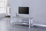 7star Slim MDF wood High gloss Coffee table /Tv unit with shelf & clear tempered glass on top