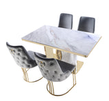 Louis Modern Hammered Design Dining Table, Sintered Stone Top , Black, Grey Or White