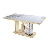 Louis Modern Hammered Design Dining Table, Sintered Stone Top , Black, Grey Or White