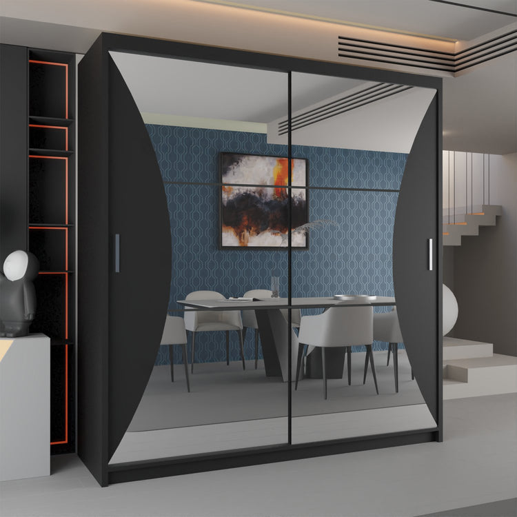 California Sliding Door Wardrobe – Curved Mirror