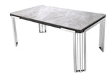 7 Star Furniture Daisy Sintered Ceramic Stone Black, Grey or White Dining Table with Optional Gold Or Silver Frame