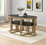Madrid Modern 6-Seater Dining Table Set With 6 Chairs  – Stone Top with Elegant Metal Frame