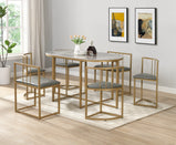 Madrid Modern 6-Seater Dining Table Set With 6 Chairs  – Stone Top with Elegant Metal Frame