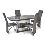 7star Hilton High Gloss Grey Italian Matching pedestal Coffee table, Side table, TV unit & 2 Door Cabinet