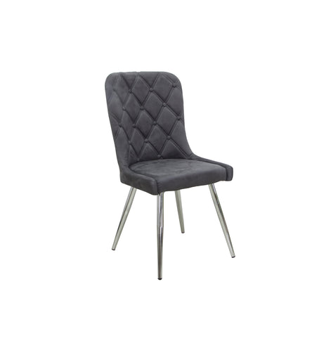 Ivy 2Pc Modern Dining Chair with Quilted Backrest, Chrome Legs, Padded Cushioning