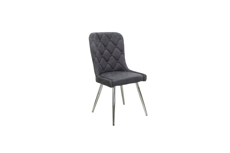 Ivy 2Pc Modern Dining Chair with Quilted Backrest, Chrome Legs, Padded Cushioning