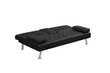 James Modern Convertible Sofabed with Cupholder – Black PU & Grey Fabric