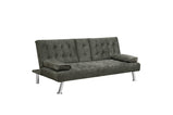 James Modern Convertible Sofabed with Cupholder – Black PU & Grey Fabric