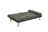 James Modern Convertible Sofabed with Cupholder – Black PU & Grey Fabric