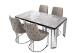 7 Star Furniture Daisy Sintered Ceramic Stone Black, Grey or White Dining Table with Optional Gold Or Silver Frame