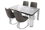 7 Star Furniture Daisy Sintered Ceramic Stone Black, Grey or White Dining Table with Optional Gold Or Silver Frame