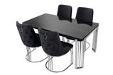 7 Star Furniture Daisy Sintered Ceramic Stone Black, Grey or White Dining Table with Optional Gold Or Silver Frame