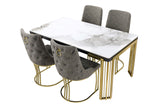 7 Star Furniture Daisy Sintered Ceramic Stone Black, Grey or White Dining Table with Optional Gold Or Silver Frame