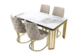 7 Star Furniture Daisy Sintered Ceramic Stone Black, Grey or White Dining Table with Optional Gold Or Silver Frame