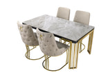 7 Star Furniture Daisy Sintered Ceramic Stone Black, Grey or White Dining Table with Optional Gold Or Silver Frame