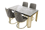 7 Star Furniture Daisy Sintered Ceramic Stone Black, Grey or White Dining Table with Optional Gold Or Silver Frame