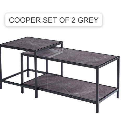 Cooper Set of 2 Piece Coffee Table Set In White , Black And Grey