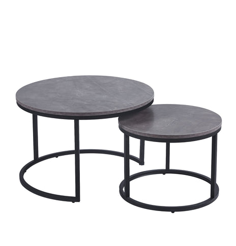 Circle / Round Coffee Table or Set of 2 Side Table or Nesting Table with Gold or Black Frame and MDF Top, for Living Room, Bedroom, Balcony