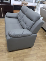Clara 3+2 Seater Sofa Set, Black & Grey PU Leather, Modern Living Room Couch Set, Comfortable High-Back Design