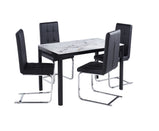 7 Star Furniture Sintered Ceramaic Stone Black, Grey or White Dining Table with Optional 4/6 Faux Leather Chairs