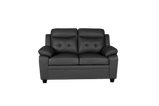 Clara 3+2 Seater Sofa Set, Black & Grey PU Leather, Modern Living Room Couch Set, Comfortable High-Back Design