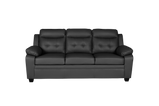 Clara 3+2 Seater Sofa Set, Black & Grey PU Leather, Modern Living Room Couch Set, Comfortable High-Back Design
