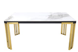 7 Star Furniture Daisy Sintered Ceramic Stone Black, Grey or White Dining Table with Optional Gold Or Silver Frame