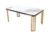 7 Star Furniture Daisy Sintered Ceramic Stone Black, Grey or White Dining Table with Optional Gold Or Silver Frame