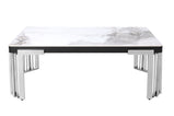 7 Star Furniture Daisy Sintered Ceramic Stone Black, Grey or White Dining Table with Optional Gold Or Silver Frame