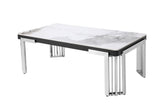 7 Star Furniture Daisy Sintered Ceramaic Stone Black, Grey or White Coffee Table with Optional Gold Or Silver Frame